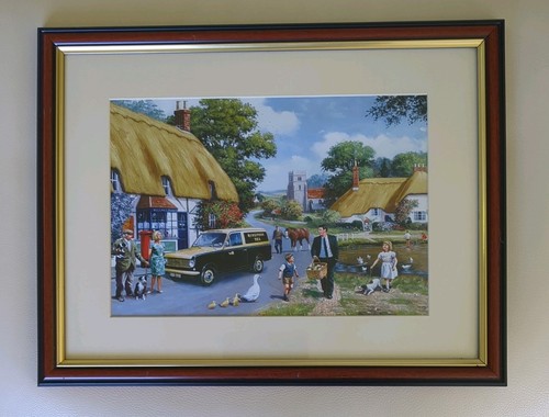 Framed mounted print village - print,