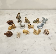 14 Assorted Vintage WADE WHIMSIES- Miniature Porcelain Animal Figurines