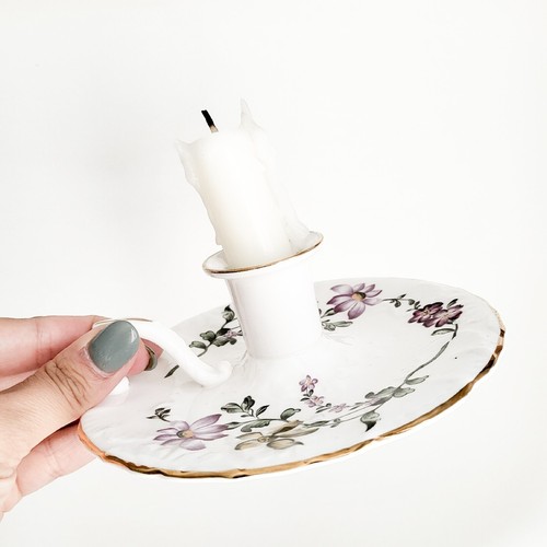 Porcelain chamberstick vtg - porcelain,