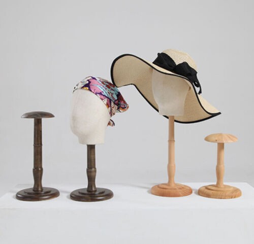 Vintage wood mannequin hat - wood,