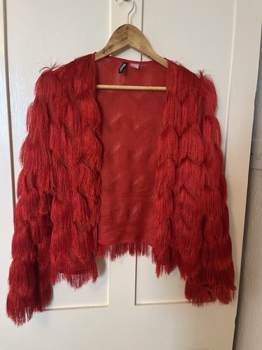 Red frilly and cardigan - red,