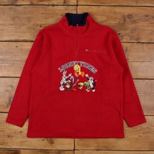 Vintage Warner Bros Outdoor Jacket M Fleece Fleece Red