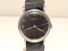 VINTAGE RARE WW2 MILITARY STYLE 33mm CHROMED MEN'S MECHANICAL WATCH "STOWA"