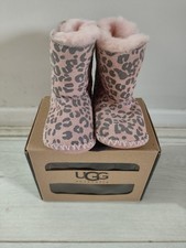UGG Australia Pink Leopard Print Baby Fur Lined Booties