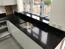 Stardust Black Sparkling Quartz Kitchen Worktop Countertop 3000mm x 620mm x20mm
