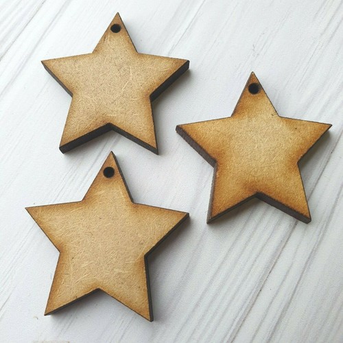 Star with hole wooden mdf - -,