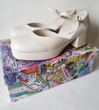 JEFFREY CAMPBELL ECOLIER Maddison Mary Jane Ivory Platform Shoes Size 7 UK NEW