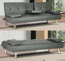 Sofa bed faux leather with - sofa,