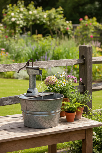 Galvanized faucet fountain - galvanized, –