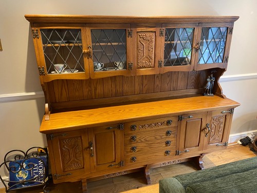 Vintage solid oak carved - solid,