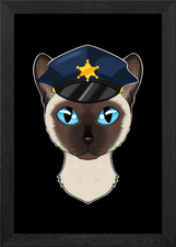 Police Siamese Cat Framed Wall