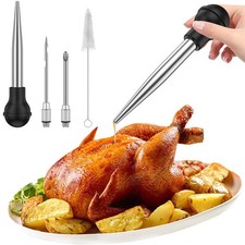 Turkey Baster Kit Basting Meat Chicken Syringe Meat Marinade Injector Needle Set