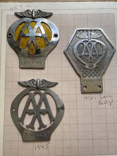 Vintage badges including - aa, badges,