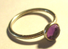 RETIRED SILVER PANDORA SIMULATED AMETHYST BIRTHSTONE RING FEBRUARY SIZE L (52)