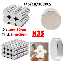 Round Disc NdFeB Magnets N35 Dia 1mm-80mm Thick 1mm-30mm Super Strong Rare Earth
