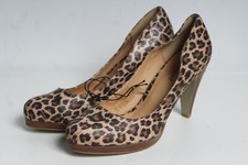 Primark Womens Leopard Wood Heels Shoes - Size 5 - NEW