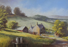 Jan Whitton Original Painting Fiddlers Elbow Cranham Gloucestershire Landscape