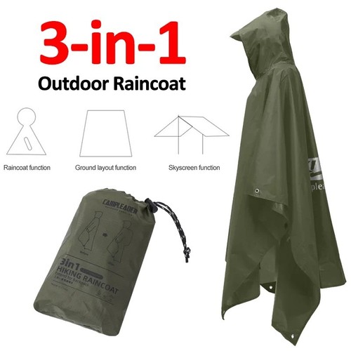 Rain poncho hooded - 3-in-1,