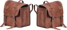 2pcs Retro Real Leather Motorcycle Bike Saddle Luggage Both Side Bag for Travel