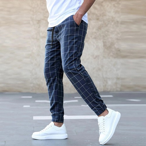 Casual men check trousers - casual,