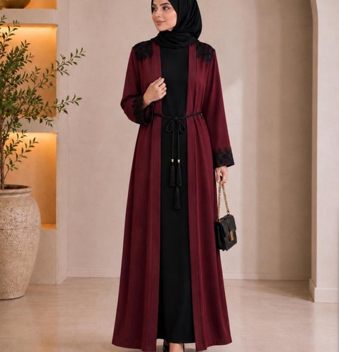 Elegant abaya with black lace - abaya,