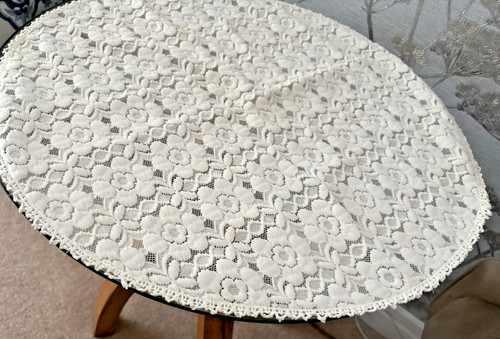 Vintage cream polyester - polyester, lace