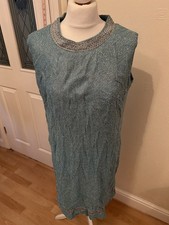 Norman Linton Vintage Retro Blue Sparkly Dress SlimOSizes UK Short 22