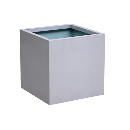 Silver cube metal - silver, planter