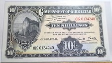 @@@ A SUPERB UNC 2018 GIBRALTAR TEN SHILLING BANKNOTE  SCARCE RANDOM NUMBERS @@@