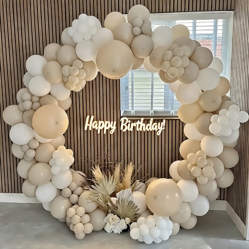 Sand white balloon garland - white,