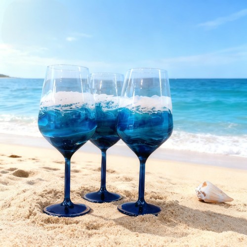 Blue ocean wave - blue, glasses