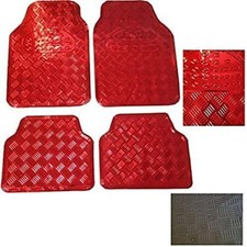4pcs RED Metallic Aluminium Checker Plate Look Car Mats to fit Vauxhall Vivaro