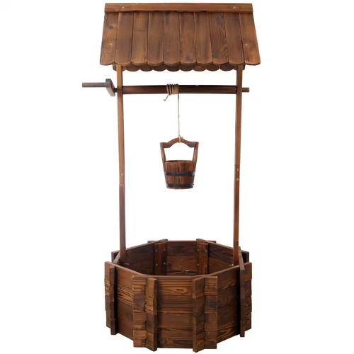 Rustic wooden wishing well - rustic,