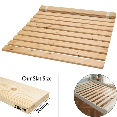 Natural pine wooden bed - pine, slats