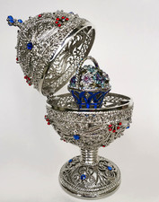 5.4" SILVER FILIGREE EGG