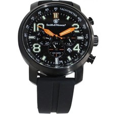Smith & Wesson Tritium Chronograph Watch 45mm Black Leather Nylon Strap