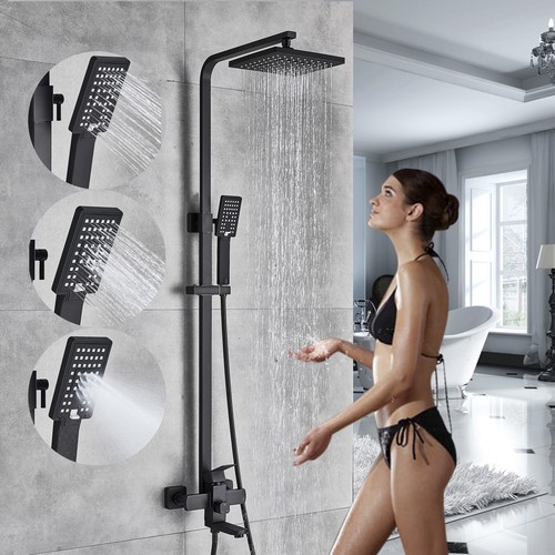 Matte black bathroom shower - black,