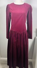 VINTAGE LAURA ASHLEY Burgundy Red Corduroy Long Sleeve Dress 10 BNWT Christmas