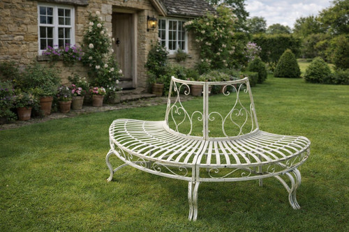 Garden bench metal half round