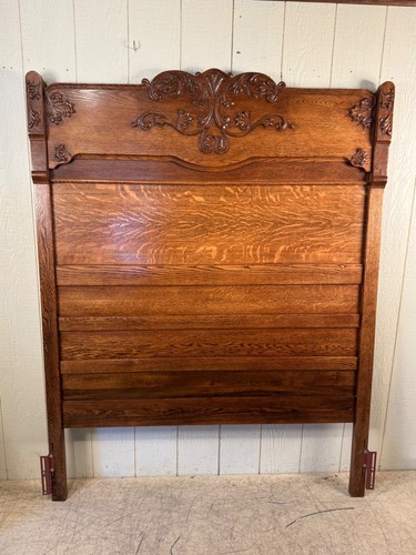 Antique oak high back bed - antique,