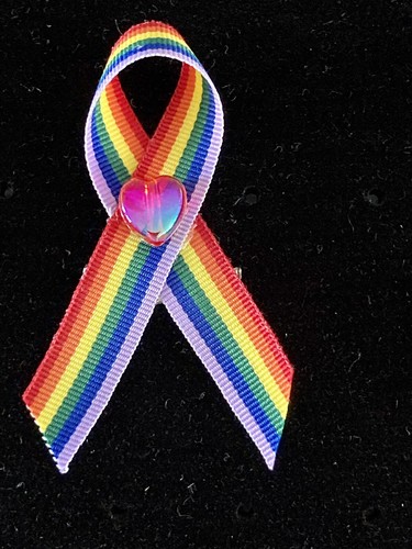 Gay pride lgbt ribbon badge - gay,