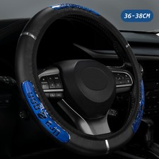 Universal 38cm 15" PU Leather Car Steering Wheel Cover Black Blue Auto Anti-Slip