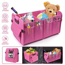 Car Boot Organiser Large AntiSlip Car Boot Tidy Storage with Comfort Handle Pink