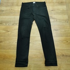 Edwin ED-80 Jeans Mens W32 L32 Black Slim Fit Tapered Leg Denim Stretch Japan