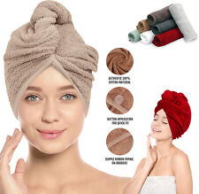 100% Cotton Hair Drying Towel Wrap Turban  Quick Dry Absorbent Magic Cap 3 pack 