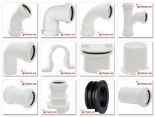 Polypipe 32mm Push Fit Waste Pipe Fittings in White (actual size 34mm)