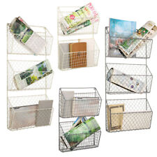 Simple Wire Magazine Newspaper Basket Wall Mounted Post Storage Rack Holder