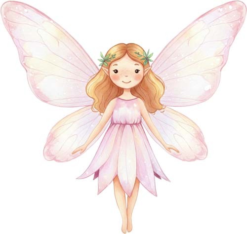 Watercolour happy fairy wall - happy,