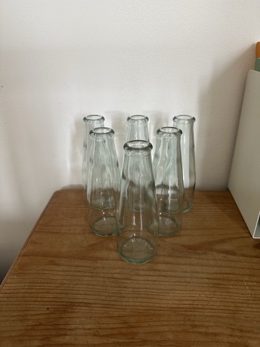 Six glass bud vases - glass,
