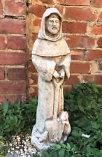 Saint Fiacre stone garden ornament Patron Saint of gardening religious spade St